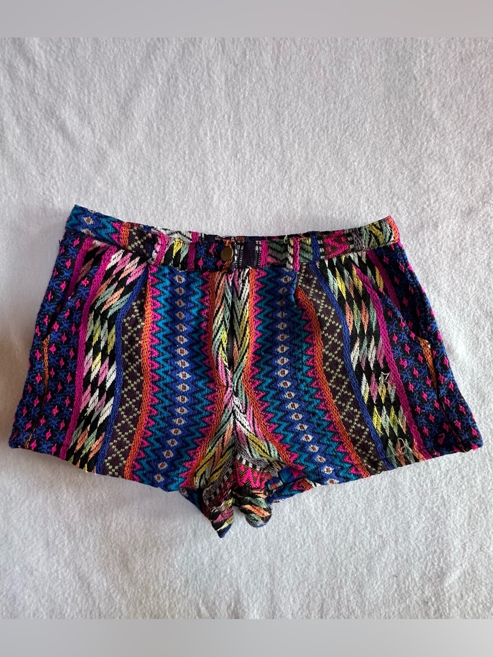 Angie Colorful Tribal Woven Festival Shorts Size L Cotton